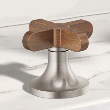 Click here to see Brizo HX5373-BNWD Brizo Odin Cross Handle Kit for 65375LF-LHP and 65375LF-LHP-ECO Bathroom Faucet Series, ADA-Compliant, Brilliance Brushed Nickel with Wood Accent - HX5373-BNWD