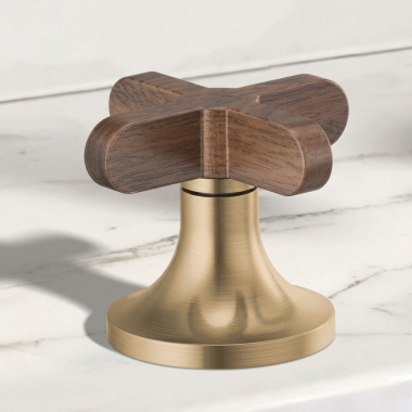 Click here to see Brizo HX5373-GLWD Brizo Odin Cross Handle Kit for 65375LF-LHP and 65375LF-LHP-ECO, ADA, Brilliance Luxe Gold with Wood Accent - HX5373-GLWD