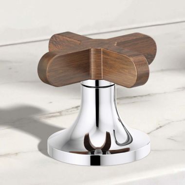 Click here to see Brizo HX5373-PCWD Brizo Odin Cross Handle Kit for 65375LF-LHP and 65375LF-LHP-ECO Bathroom Faucet Series, ADA-Compliant, Polished Chrome with Wood Accent - HX5373-PCWD