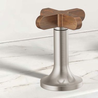 Click here to see Brizo HX5375-BNWD Brizo Odin High-Cross Handle for Odin Collection Widespread Lavatory Faucets, ADA-Compliant, Brilliance Brushed Nickel with Wood Accent - HX5375-BNWD