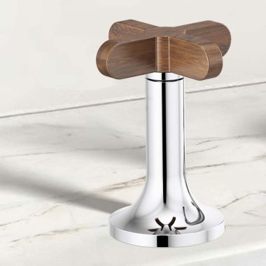 Click here to see Brizo HX5375-PCWD Brizo High-Cross Handle for Odin Collection Widespread Lavatory Faucets, ADA-Compliant, Polished Chrome with Wood Accent - HX5375-PCWD