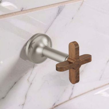 Click here to see Brizo HX5875-BNWD Brizo Wood-Cross Handle Kit for Odin Bath Collection Wall-Mount Lavatory Faucets, Brilliance Brushed Nickel/Teak Wood - HX5875-BNWD