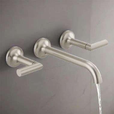 Click here to see Brizo T65875LF-BNLHP Brizo Odin Two-Handle Bathroom Faucet, Less Handles and Drain, Wall-Mount, 1.5 GPM, Brilliance Brushed Nickel - T65875LF-BNLHP