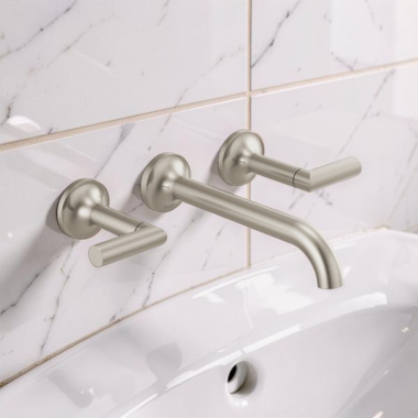 Click here to see  T65875LF-BNLHP-ECO Brizo Odin Two-Handle Wall-Mount Bathroom Faucet, Wall-Mount, 1.2 GPM, WaterSense, Brilliance Brushed Nickel - T65875LF-BNLHP-ECO