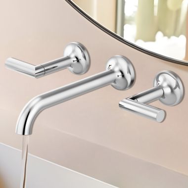 Click here to see Brizo T65875LF-PCLHP-ECO Brizo Odin Two-Handle Bathroom Faucet, Less Handles and Drain, Wall-Mount, 1.2 GPM, Polished Chrome - T65875LF-PCLHP-ECO