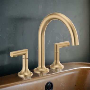 Click here to see Brizo T67375-GLLHP Brizo Odin Two-Handle Roman Tub Faucet Trim, 3-Hole, Arc-Spout, 1.75 GPM, WaterSense, Brilliance Luxe Gold - T67375-GLLHP