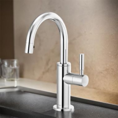 Click here to see Brizo 61320LF-C-PC Brizo Single-Handle Cold Water Beverage Faucet with Arc Spout, DIAMOND Seal, Lever Handle, ADA, 1.5 GPM, Polished Chrome - 61320LF-C-PC