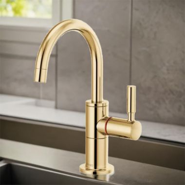 Click here to see Brizo 61320LF-H-PG Brizo Single-Handle Instant Hot Water Faucet w/ Arc Spout, 1.0 GPM, Brilliance Polished Gold - 61320LF-H-PG