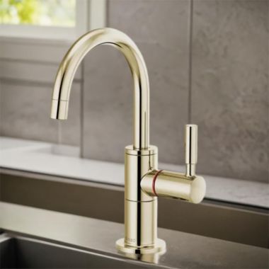 Click here to see Brizo 61320LF-H-PN Brizo Single-Handle Instant Hot Water Faucet w/ Arc Spout, 1.0 GPM, Brilliance Polished Nickel - 61320LF-H-PN