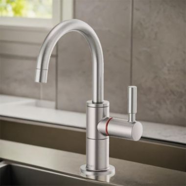 Click here to see Brizo 61320LF-H-SS Brizo Single-Handle Instant Hot Water Faucet w/ Arc Spout, 1.0 GPM, Brilliance Stainless - 61320LF-H-SS