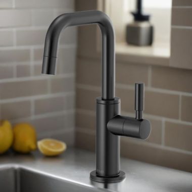 Click here to see Brizo 61365LF-C-BL Brizo Jason Wu Single-Handle Cold Water Beverage Faucet with Square Spout, 1.5 GPM, Matte Black - 61365LF-C-BL