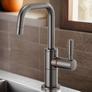 Click here to see Brizo 61365LF-H-SL Brizo Odin Single-Handle Instant Hot Water Faucet with Square Spout, Deck Mount, ADA, 1.0 GPM, Brilliance Luxe Steel - 61365LF-H-SL