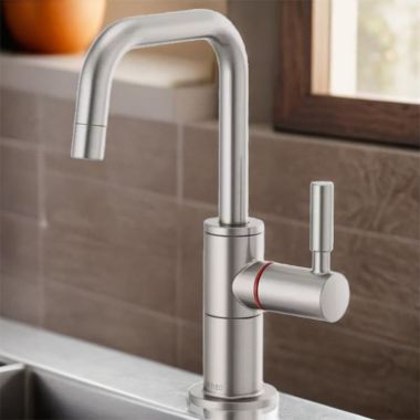 Click here to see Brizo 61365LF-H-SS Brizo Odin Single-Handle Instant Hot Water Faucet with Square Spout, Deck Mount, ADA, 1.0 GPM, Brilliance Stainless - 61365LF-H-SS
