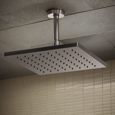 Click here to see Brizo 81399-BNX Brizo Essential Brilliance Black Onyx 12in Single-Function Raincan Shower Head, Square, 1.75 GPM, Touch-Clean Nozzles, WaterSense - 81399-BNX