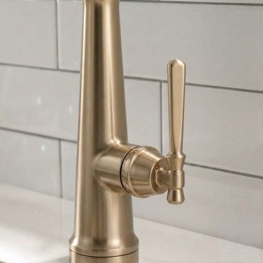 Click here to see Delta RP101344CZ Delta Emmeline Handle, Screw And Button for 19842-DST Kitchen Faucet & 9982-DST Bar/Prep Faucet, Champagne Bronze - RP101344CZ