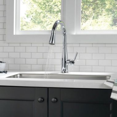 Click here to see DELTA FAUCETS COMPANY 9113TV-DST Delta Essa VoiceIQ Single-Handle Pull-Down Kitchen Faucet, 1.8 GPM, Chrome - 9113TV-DST