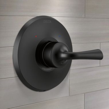 Click here to see Delta T14033-BL Delta Kayra Monitor 14 Series Pressure Balance Valve Only Trim, Lever Handle, ADA, Matte Black - T14033-BL