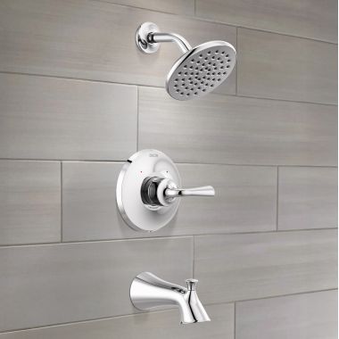 Click here to see Delta T14433 Delta Kayra Monitor 14 Series Tub & Shower Trim, Touch-Clean, Lever Handle, ADA, 1.75 GPM, Chrome - T14433