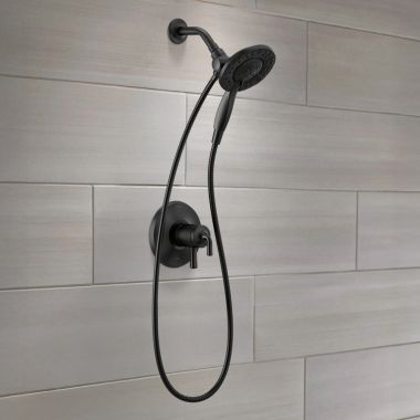 Click here to see Delta T17233-BL-I Delta Kayra Monitor 17 Series In2ition Shower Faucet with Volume Control, Two Lever Handles, H2Okinetic, ADA, 1.75 GPM, Matte Black - T17233-BL-I
