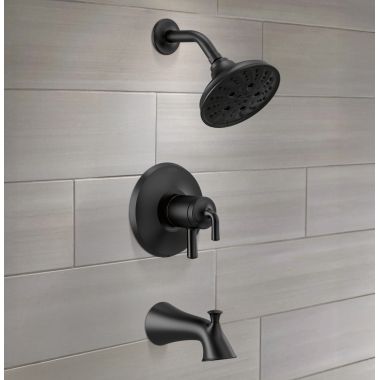 Click here to see Delta T17433-BL Delta Kayra Monitor 17 Series Tub & Shower Trim, Pressure Balance, Two Lever Handles, Touch-Clean, ADA, 1.75 GPM. Matte Black - T17433-BL