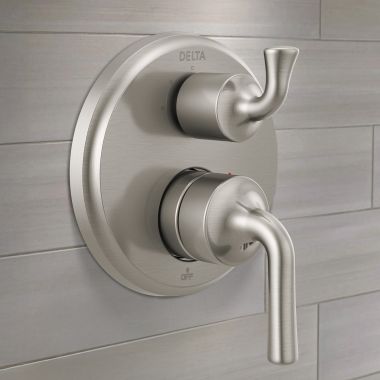 Click here to see Delta T24833-SS Delta Kayra Monitor 14 Series Valve Trim w/ 3-Function Diverter, Lever Handles, Stainless - T24833-SS