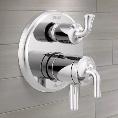 Click here to see Delta T27833 Delta Kayra Monitor 17 Series Valve Trim With 3 or 6 Function Diverter, Two Lever Handles, Chrome - T27833