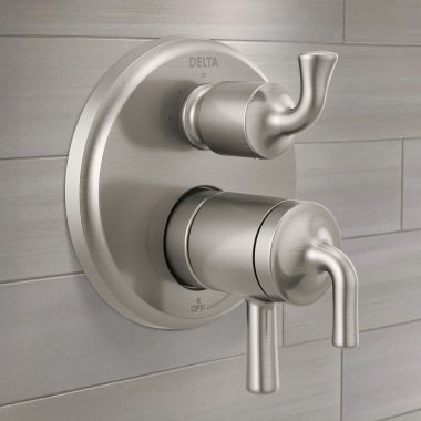 Click here to see Delta T27833-SS Delta Kayra Monitor 17 Series Valve Trim With 3 or 6 Function Diverter, Two Lever Handles, Stainless - T27834-SS