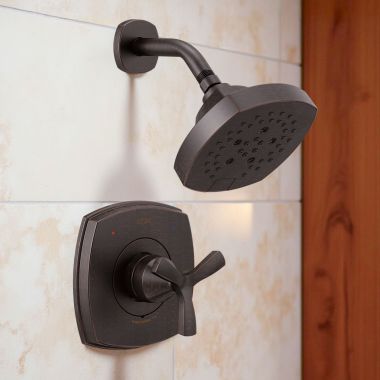 Click here to see Delta T142766-RB Delta Stryke Monitor 14 Series Single-Handle H2Okinetic Shower Faucet with 5-Setting Showerhead, 1.75 GPM, Helo Handle, Venetian Bronze - T142766-RB