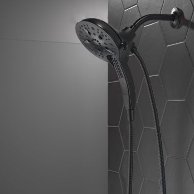 Click here to see Delta 58620-BL25-PK Delta In2ition H2Okinetic Three-Setting Touch-Clean Two-In-One Shower Head with Hand Shower, Magnatite Docking, 2.5 GPM, Matte Black - 58620-BL25-PK