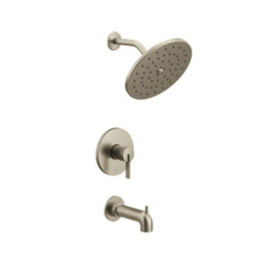 Click here to see Moen UT3363EPBN Moen Cia M-Core 3-Series Tub/Shower Faucet with 1.75 GPM Rainshower, 1-Function, Single Lever Handle, M-PACT, Immersion, Brushed Nickel - UT3363EPBN