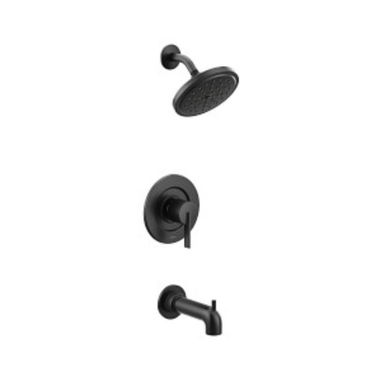 Click here to see Moen T2263EPBL Moen Cia Posi-Temp Tub/Shower Faucet with 1.75 GPM Rainshower, 1-Function, Single Lever Handle, M-PACT, Immersion, Matte Black - T2263EPBL