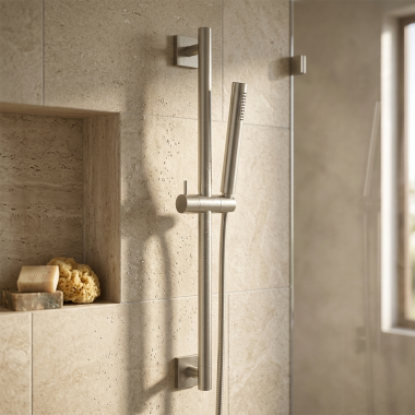Click here to see Toto TBW02012U#BN TOTO Slide Bar For Handshower w/ Square Escutcheon, Brushed Nickel - TBW02012U#BN 
