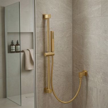 Click here to see  S3880EPBG Moen Eco-Performance Single-Function Slide Bar Hand Shower, Full Spray, 1.75 GPM, Brushed Gold - S3880EPBG