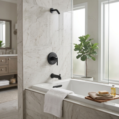 Click here to see  UT2903NHBL Moen Gibson M-Core 2-Series Tub/Shower Faucet, M-PACT, Single Lever Handle, Less Showerhead, Matte Black - UT2903NHBL
