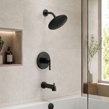 Click here to see  UT3003EPBL Moen Gibson M-CORE 2 Single-Handle Tub/Shower Trim, 1-Function, Lever Handle, 1.75 GPM, Matte Black - UT3003EPBL