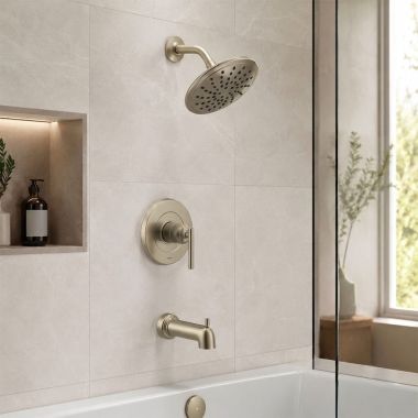 Click here to see  UT3003EPBN Moen Gibson M-CORE 2 Single-Handle Tub/Shower Trim, 1-Function, Lever Handle, 1.75 GPM, Brushed Nickel - UT3003EPBN