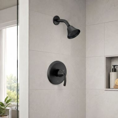Click here to see  UT2742EPBL Moen Glyde M-Core 2-Series Shower Faucet, One-Function, 1.75 GPM, Eco-Performance, M-PACT, Matte Black - UT2742EPBL