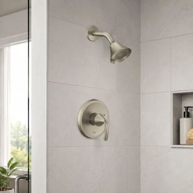 Click here to see  UT2742EPBN Moen Glyde M-Core 2-Series Shower Faucet, One-Function, 1.75 GPM, Eco-Performance, M-PACT, Brushed Nickel - UT2742EPBN