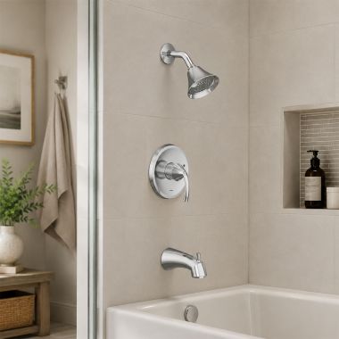 Click here to see  UT2743EP Moen Glyde M-Core 2-Series Tub/Shower Faucet, 1.75 GPM, 1-Function, M-PACT, Eco-Performance, Chrome - UT2743EP