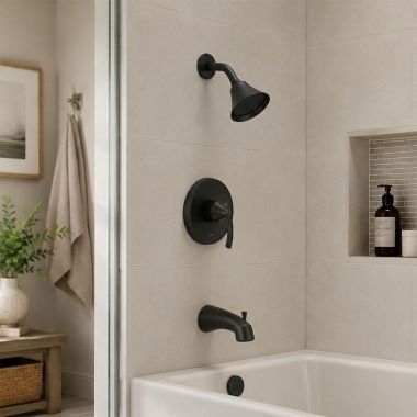 Click here to see Moen UT2743EPBL Moen Glyde M-Core 2-Series Tub/Shower Faucet, 1.75 GPM, 1-Function, M-PACT, Eco-Performance, Matte Black - UT2743EPBL