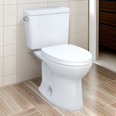 Click here to see Toto MS776124CSFG#01 TOTO Drake Two-Piece Toilet with SoftClose Seat, 1.6 GPF, Universal Height, Cotton White - MS776124CSFG#01