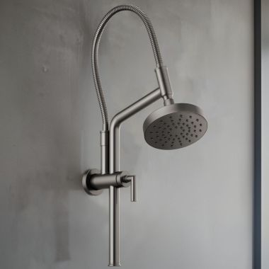 Click here to see Brizo 81892-SL Brizo Linear Round Slide Bar Shower Arm and Flange, Brilliance Luxe Steel - 81892-SL