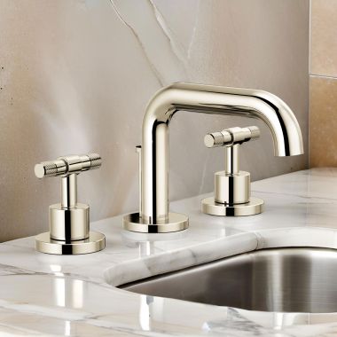 Click here to see Brizo 65334LF-PNLHP-ECO Brizo Litze Widespread Low Arc Lavatory Faucet with Metal Pop-Up, 1.2 GPM, WaterSense, Brilliance Polished Nickel - 65334LF-PNLHP-ECO