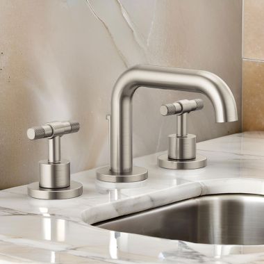 Click here to see Brizo 65334LF-NKLHP-ECO Brizo Litze Widespread Low Arc Lavatory Faucet with Metal Pop-Up, 1.2 GPM, WaterSense, Brilliance Luxe Nickel - 65334LF-NKLHP-ECO