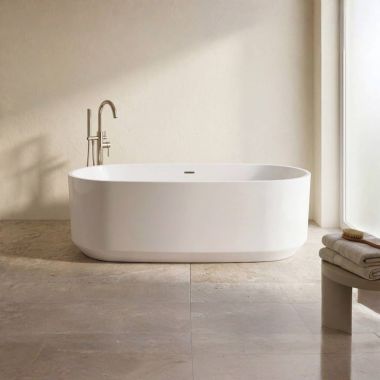 Click here to see Kohler 25985-0 Kohler Ceric Freestanding Bathtub, Acrylic, White - K-25985-0