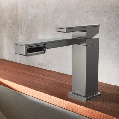 Click here to see Brizo 65022LF-SL Brizo Frank Lloyd Wright Single-Handle Deck-Mount Lavatory Faucet, Single-Hole, Ceramic Disk Cartridge, 1.2 GPM, Brilliance Luxe Steel - 65022LF-SL