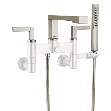Click here to see Brizo T70322-NK Brizo Frank Lloyd Wright Two-Handle Multi-Mount Tub Faucet Trim with Hand Shower, 2-Hole, 1.75 GPM, Lever Handles, ADA, Brilliance Luxe Nickel - T70322-NK