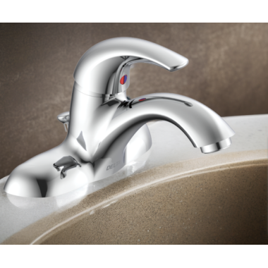 Click here to see Delta 22C331-WW Delta Tech Single Control Cast Centerset Lavatory Faucet, Metal Pop-Up, Vandal-Resistant Aerator, Chrome, 1.5 GPM - 22C331-WW