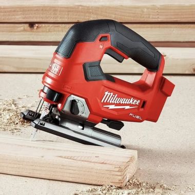 Click here to see Milwaukee 2737-20 Milwaukee M18 FUEL Brushless Cordless D-Handle Jig Saw, Accepts T-Shank Jig Saw Blades (Tool-Only) - 2737-20