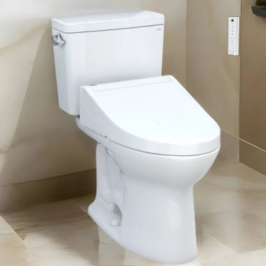 Click here to see Toto MW7763084CSFG#01 TOTO Drake WASHLET+ Two-Piece Elongated Toilet with C5 Bidet Seat, 1.6 GPF, Cotton White - MW7763084CSFG#01